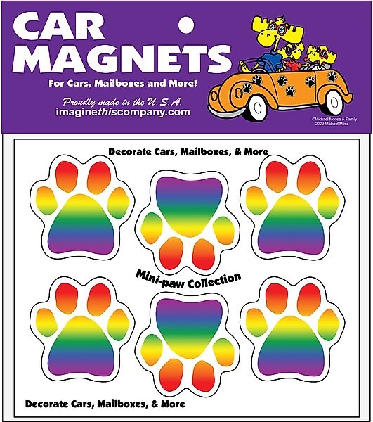 Imagine This Company Mini-Paws Car Magnet, 6 count, Rainbow slide 1 of 4