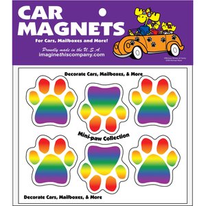 Imagine This Company Mini-Paws Car Magnet, 6 count, Rainbow