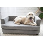 PawHut Expandable & Foldable PU Leather Dog Sofa Bed, Brown, 39-in to 52-in