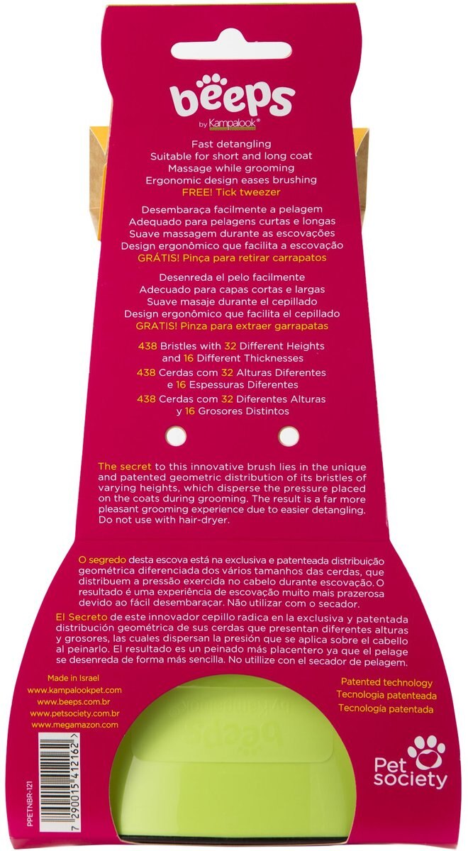 BEEPS Magic Coat Detangling Dog Brush, Green