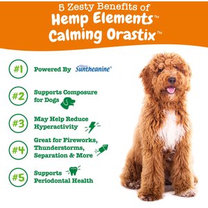 Zesty Paws Hemp Elements Calming Hemp OraStix Peppermint Flavored Dental Chews Melatonin Supplement for Dogs, 25-oz bag