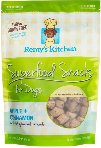 Remy's Kitchen Superfood Snacks Apple & Cinnamon Flavor Grain-Free Freeze-Dried Dog Treats, 3.5-oz bag slide 1 of 2