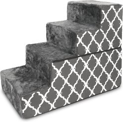 Best Pet Supplies Lattice Print Foldable Foam Cat & Dog Stairs, Dark Gray, Large