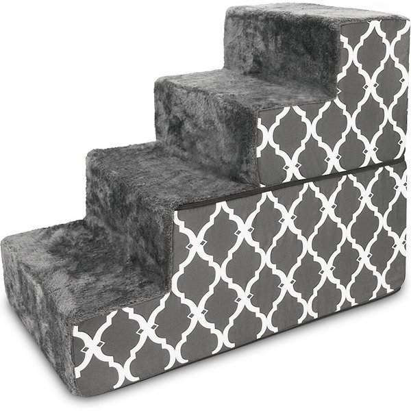 BEST PET SUPPLIES Lattice Print Foldable Foam Cat & Dog Stairs, Dark