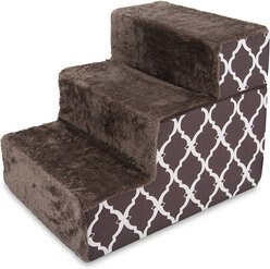 Best Pet Supplies Lattice Print Foldable Foam Cat & Dog Stairs, Chocolate Brown, Small