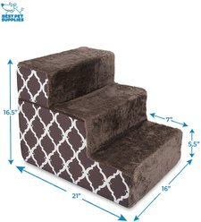 Best Pet Supplies Lattice Print Foldable Foam Cat & Dog Stairs, Chocolate Brown, Small slide 2 of 5