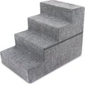 Best Pet Supplies Linen Covered Foam Foldable Cat & Dog Stairs, Gray, Large