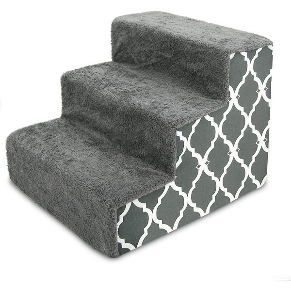 BEST PET SUPPLIES Corduroy & Foam Cat & Dog Stairs, Gray, Small