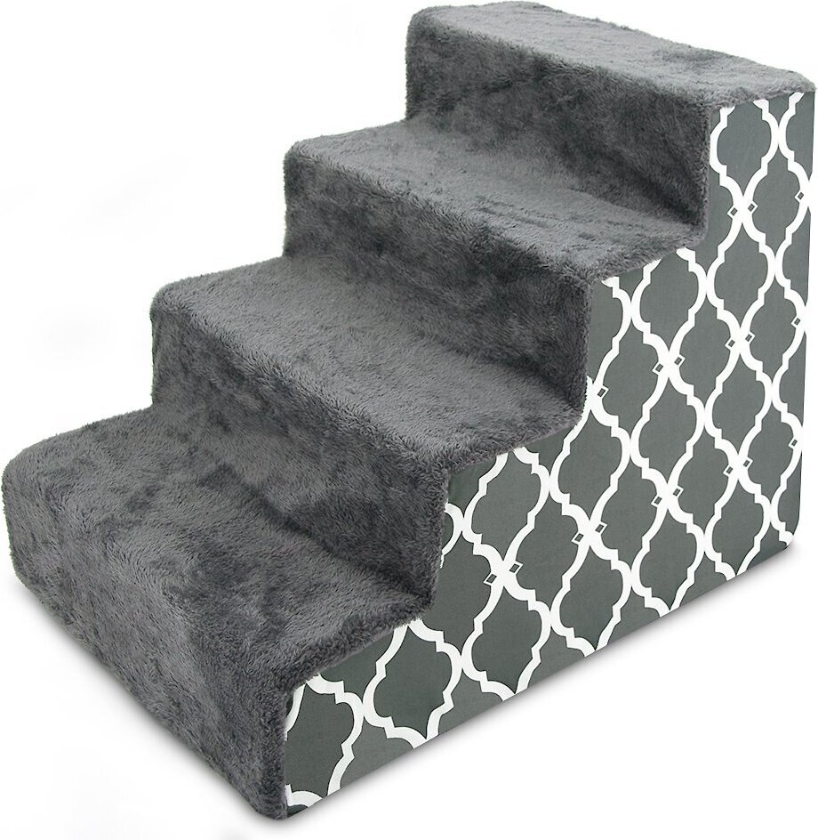 BEST PET SUPPLIES Lattice Print Foam Cat & Dog Stairs, Dark Gray