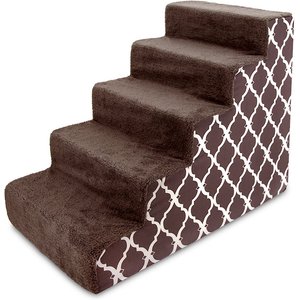Best Pet Supplies Lattice Print Foam Cat & Dog Stairs, Brown, Large