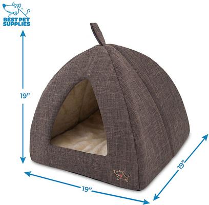 Show full view: Best Pet Supplies Linen Tent Covered Cat & Dog Bed, Brown, X-Large slide 2 of 6