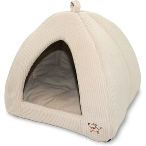 Best Pet Supplies Linen Tent Covered Cat & Dog Bed, Beige, X-Large