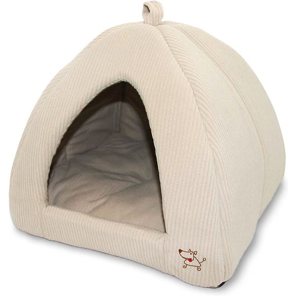 BEST PET SUPPLIES Linen Tent Covered Cat & Dog Bed, Beige, XLarge