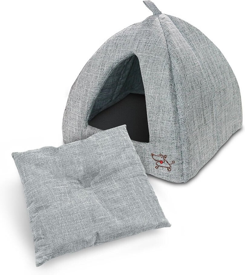 BEST PET SUPPLIES Linen Tent Covered Cat & Dog Bed, Gray, XLarge