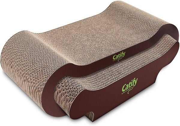 Best Pet Supplies Catify Cat-Shape Cardboard Catnip Scratcher Cat Toy
