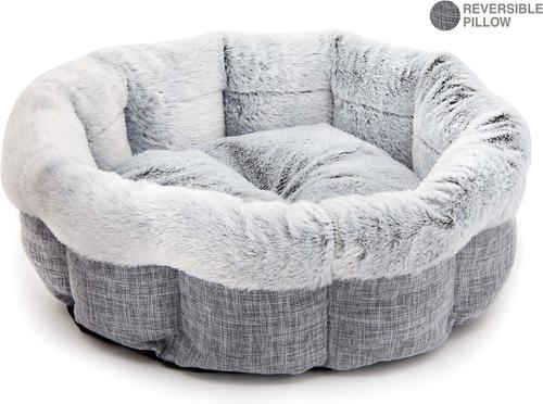 Show full view: Best Pet Supplies Round Bolster Cat & Dog Bed, Light Gray, Medium slide 2 of 5