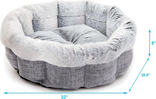 Show full view: Best Pet Supplies Round Bolster Cat & Dog Bed, Light Gray, Medium slide 3 of 5
