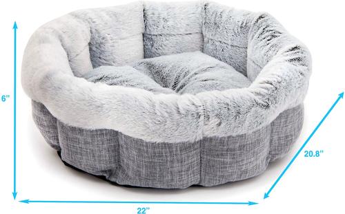 Show full view: Best Pet Supplies Round Bolster Cat & Dog Bed, Light Gray, Medium slide 4 of 5