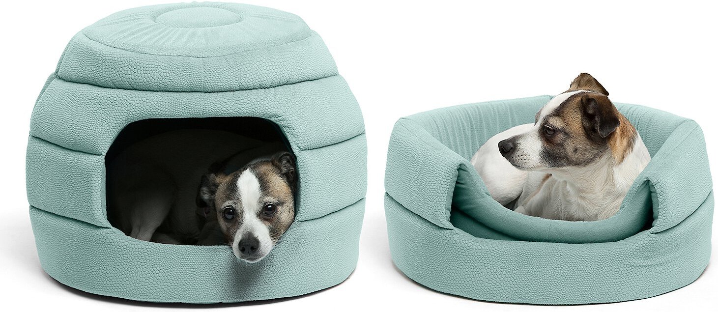 BEST FRIENDS BY SHERI 2-in-1 Honeycomb Hut Covered/Bolster Cat & Dog Bed,  Tide Pool, Standard - Chewy.com