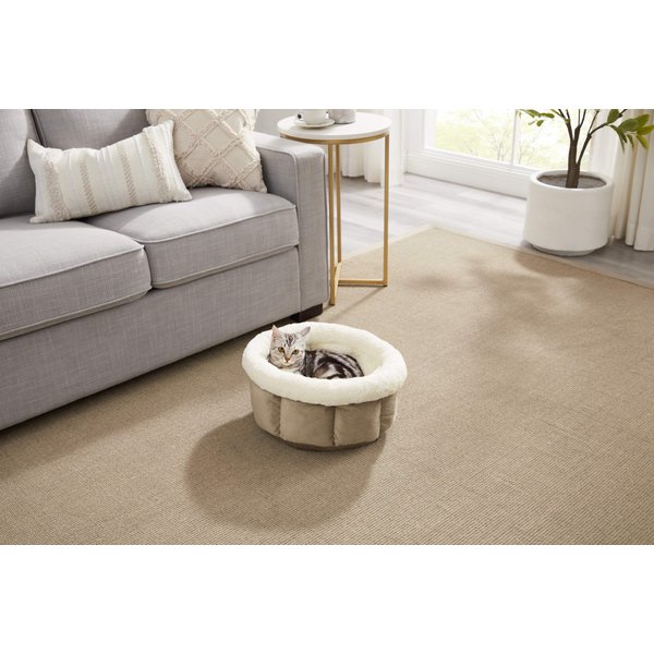 ASPEN PET SelfWarming Bolster Cat & Dog Bed, Warm Spice/Cream, 19in