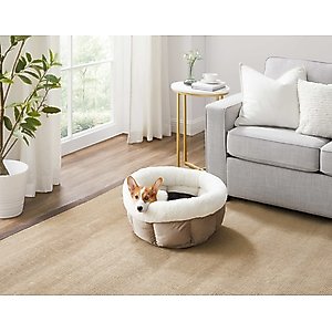 Best Friends by Sheri Cuddle Cup Cuddler Bolster Cat & Dog Bed, Wheat, Jumbo