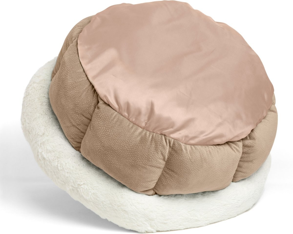 BEST FRIENDS BY SHERI Cuddle Cup Cuddler Bolster Cat & Dog Bed, Wheat