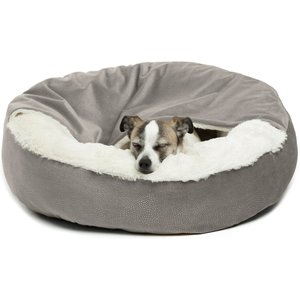 Best Friends by Sheri Cozy Cuddler Covered Cat & Dog Bed, Grey, Standard