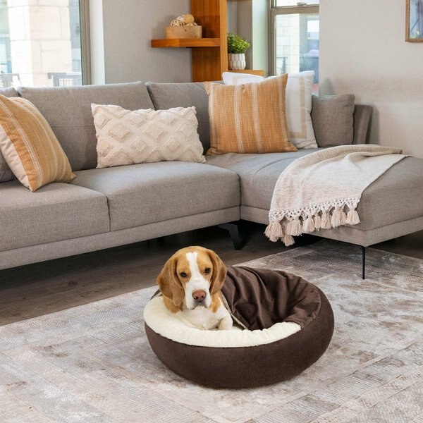 BEST FRIENDS BY SHERI Cozy Cuddler Covered Cat & Dog Bed, Dark Chocolate, Jumbo