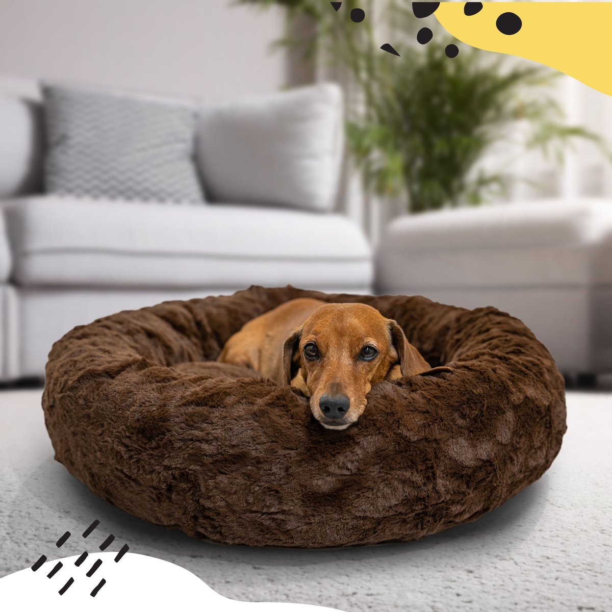 BEST FRIENDS BY SHERI Calming Lux Fur Donut Cuddler Bolster Cat & Dog