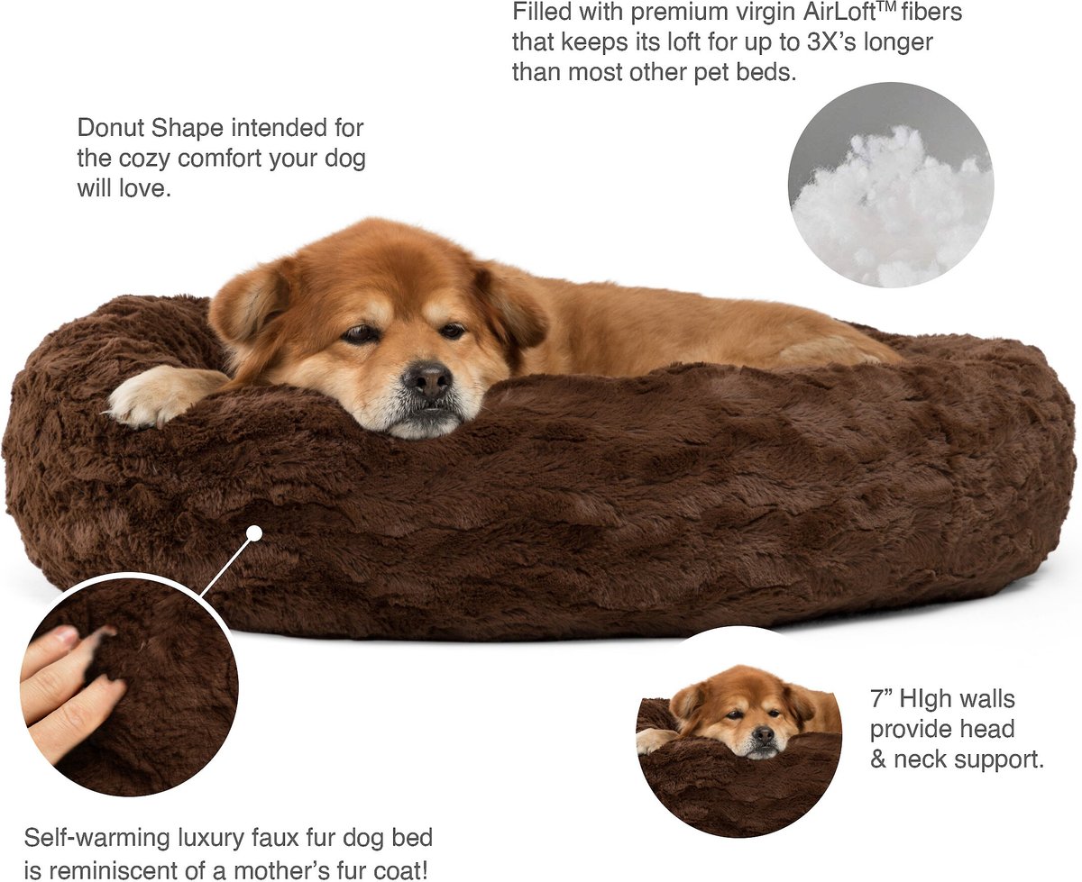 BEST FRIENDS BY SHERI Calming Lux Fur Donut Cuddler Bolster Cat & Dog