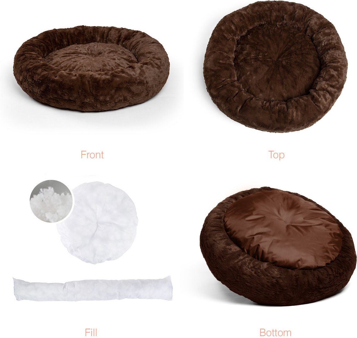 BEST FRIENDS BY SHERI Calming Lux Fur Donut Cuddler Bolster Cat & Dog