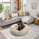 Best Friends by Sheri The Original Calming Shag Fur Donut Cuddler Cat & Dog Bed, Taupe, Large