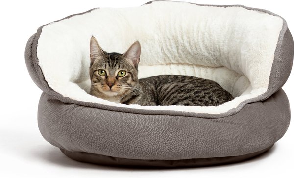 Best Friends By Sheri Throne Cuddler Bolster Cat & Dog Bed, Grey, Mini slide 1 of 5
