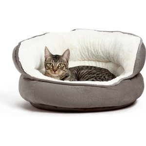 Best Friends by Sheri Throne Cuddler Bolster Cat & Dog Bed, Grey, Mini