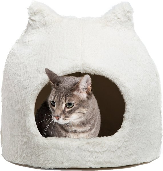 Discontinued BEST FRIENDS BY SHERI Meow Hut Covered Cat & Dog Bed, Ivory, Jumbo