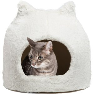 Best Friends by Sheri Meow Hut Covered Cat & Dog Bed, Ivory, Jumbo