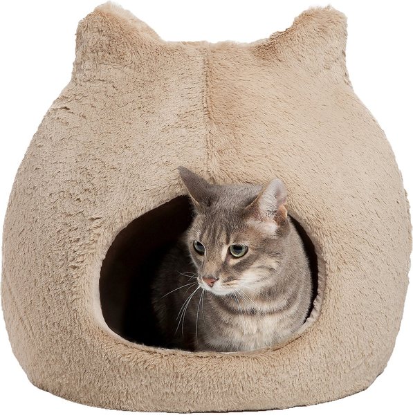 Best Friends by Sheri Meow Hut Covered Cat & Dog Bed, Wheat, Jumbo slide 1 of 7