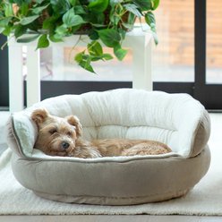 Best Friends by Sheri Throne Cuddler Bolster Cat & Dog Bed, Wheat, Jumbo