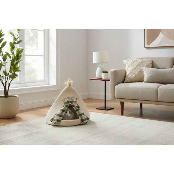 BEST FRIENDS BY SHERI Novelty Hut Covered Cat & Dog Bed, Happy Camper