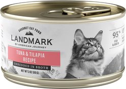 American Journey Landmark Tuna & Tilapia Recipe in Broth Grain-Free Canned Cat Food, 3-oz, case of 12