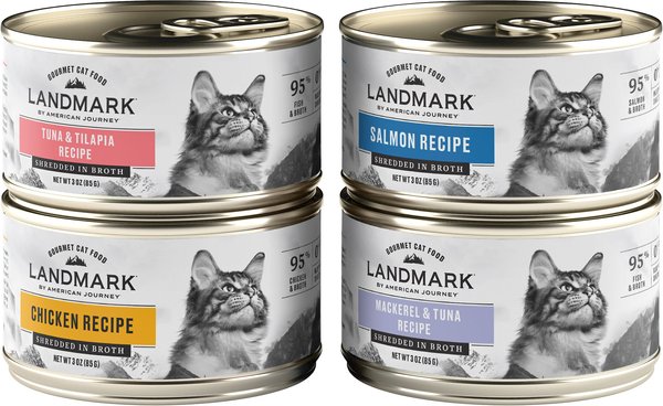 American Journey Landmark Seafood & Chicken in Broth Variety Pack Grain-Free Canned Cat Food, 3-oz, case of 12 slide 1 of 10
