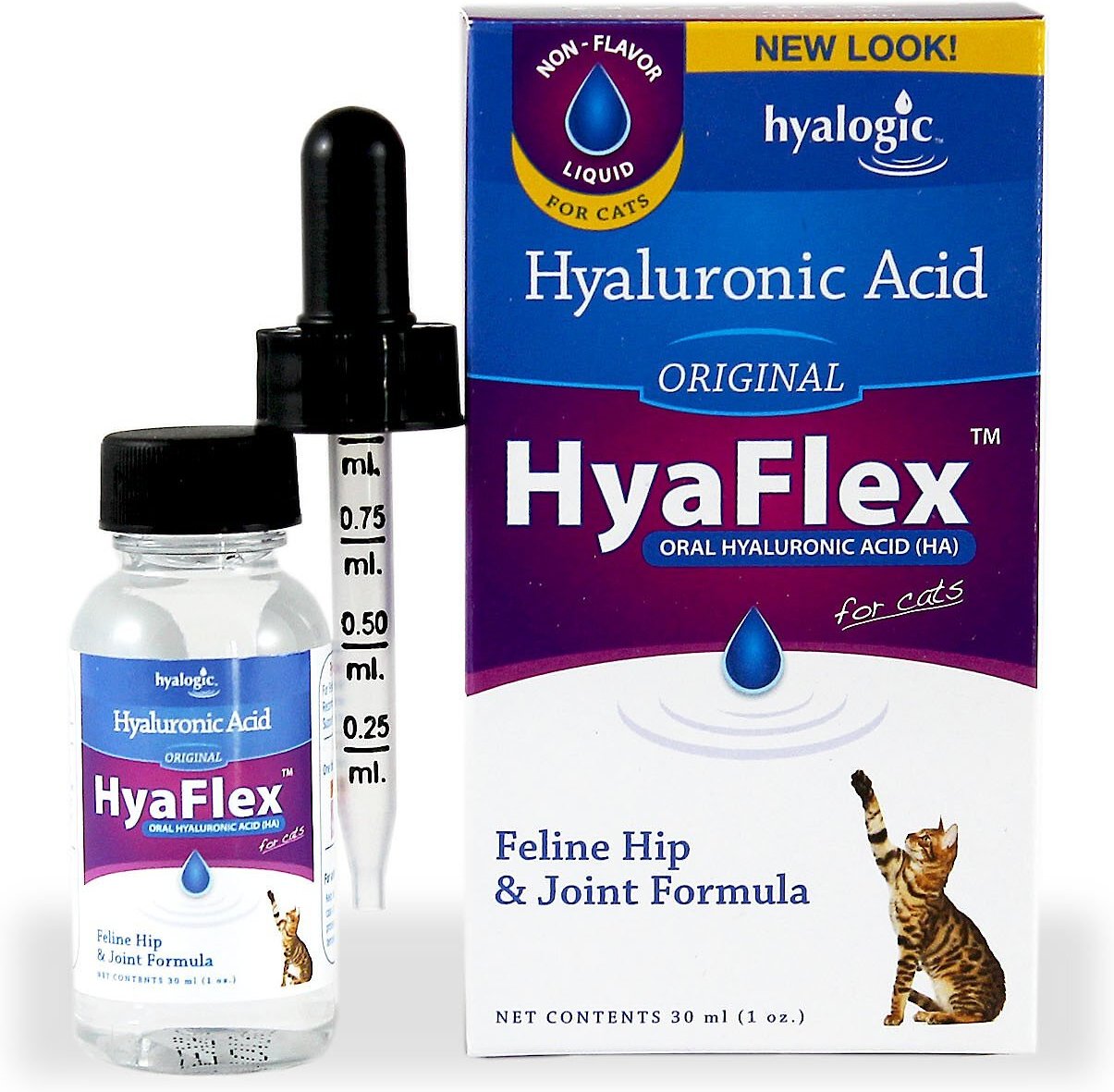 HYAFLEX Hyalogic Hyaluronic Acid Hip & Joint Formula Cat Supplement, 1