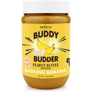 Bark Bistro Company Buddy Budder Barking Banana Peanut Butter Lickable Dog Treat, 16-oz jar