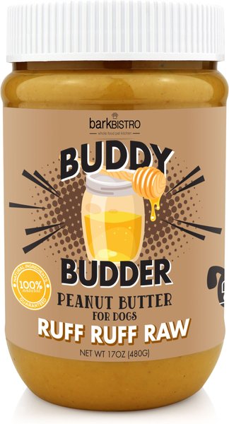 Bark Bistro Company Buddy Budder Ruff Ruff Raw Peanut Butter Lickable Dog Treats, 16-oz jar slide 1 of 10