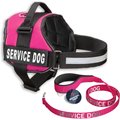 Industrial Puppy Reflective Service Dog Vest Harness & Leash Set, Pink, Large: 27 to 33.5-in chest