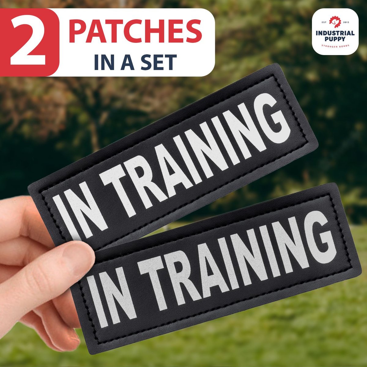 INDUSTRIAL PUPPY Dog In Training Patches, 2 count, Large