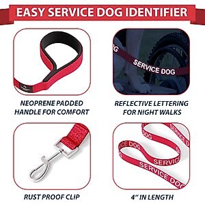 Industrial Puppy Reflective Service Dog Harness & Leash, Red, Medium: 24 to 29-in chest