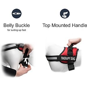 Industrial Puppy Therapy Dog Vest Harness with Therapy Dog Patches, Red, X-Large: 30 to 39-in chest