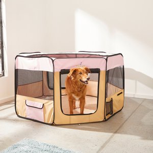 Zampa Pet Folding Soft-sided Dog & Cat Playpen, Pink, Large