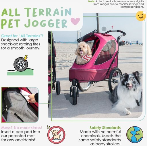 Petique All Terrain Dog & Cat Jogging Stroller, Blazin' Berry